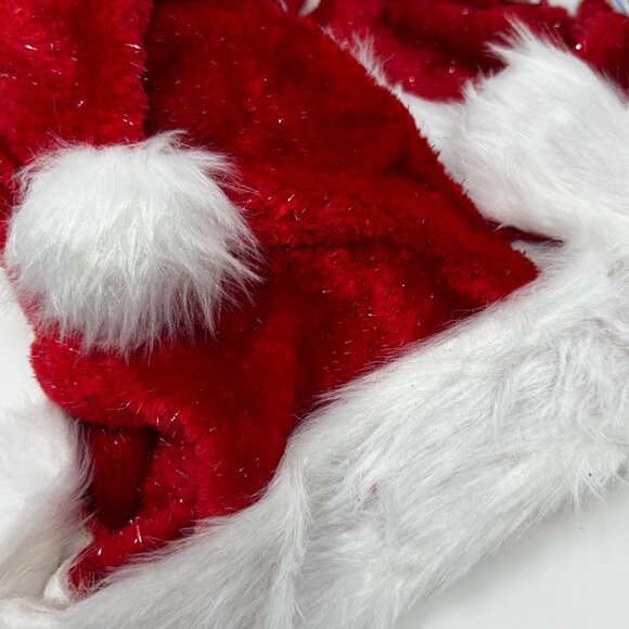 Deluxe Santa Hat with Tinsel – Soft Plush Red & White Christmas Hat - Picture 2 of 7